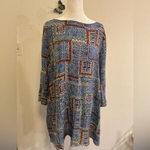 J. Jill Multicolor Patchwork Tunic, Pullover, Lightweight size Large